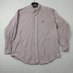 Polo Ralph Lauren Blake Shirt Mens XL Red Blue Plaid Cotton Long Sleeve Buttons